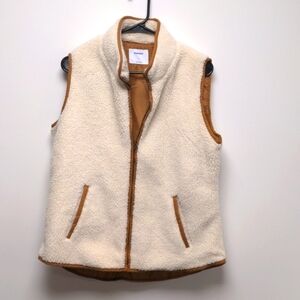 Large Sherpa Vest Old Navy White and Brown